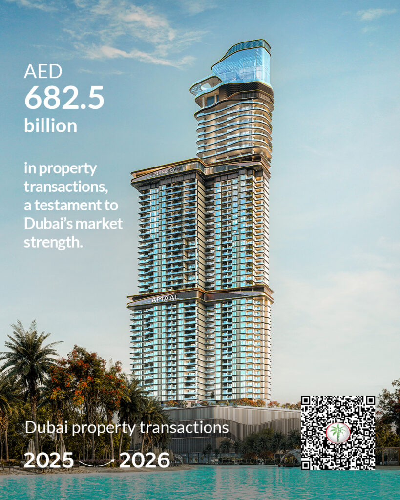 Ayana real estate social media design featuring the Amaal building in Dubai
